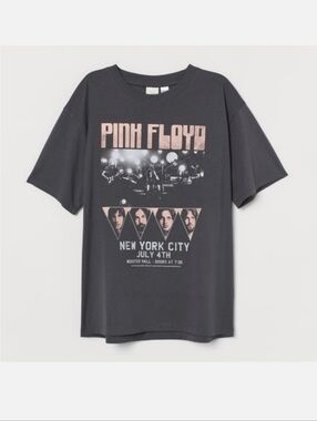 H&M Pink Floyd Graphic Short Sleeve Tee   Gray XS New York Rock Band Music Merch